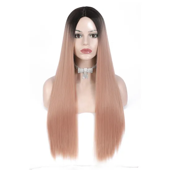 X-tress Ombre Pink Purple Straight Synthetic Hair Wig For Women Cosplay Machine Made Natural Hair Wigs Heat Resistant Fiber Wigs