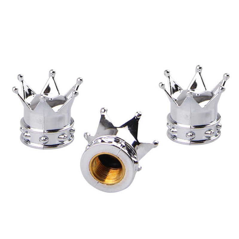 New Crown Modified Tire Valve Cap Chrome Crown Car Tire Air Valve Stem Screw Caps Cover Wheel Rims Car Interior Accessories