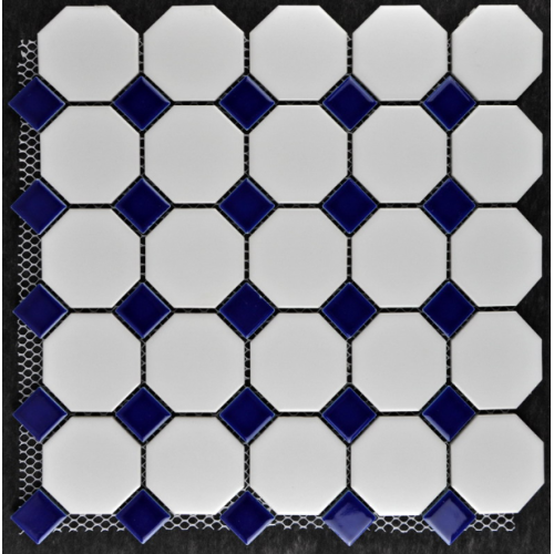 mosaico de porcelana blanca y azul