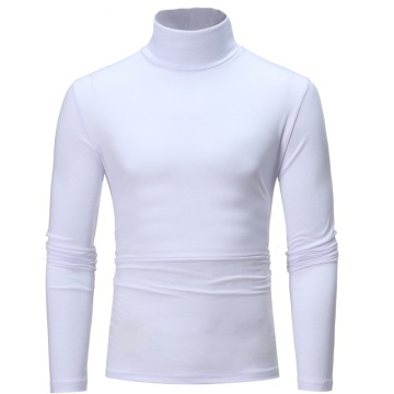 Men's High Neck Thin Solid Color Slim Long Sleeve T-Shirt
