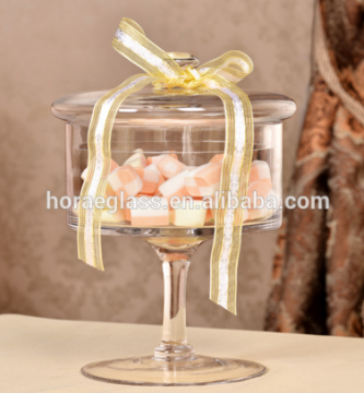 Hot sale lead free glass ,Cone-shape clear glass bell jar with glass base,glass cake dome for Coffee bar