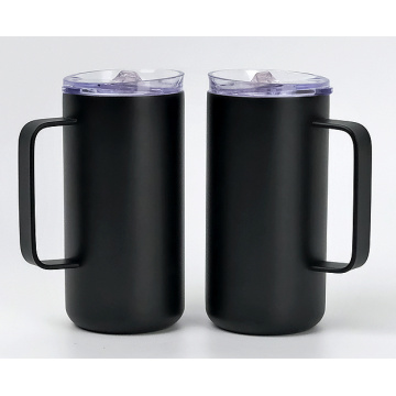 Caneca de café térmica de 12oz preto mate da parede dobro