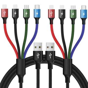 Factory Nylon Braided Micro USB Type C 3-in-1 Fast Charging Cable