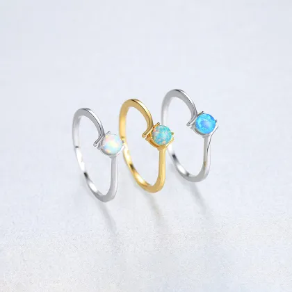 Sterling Silver Female Korean Style Ring with Australian Gem