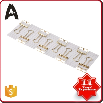 19mm creative metal hollow gold Binder Clips golden plated metal standard binder clips