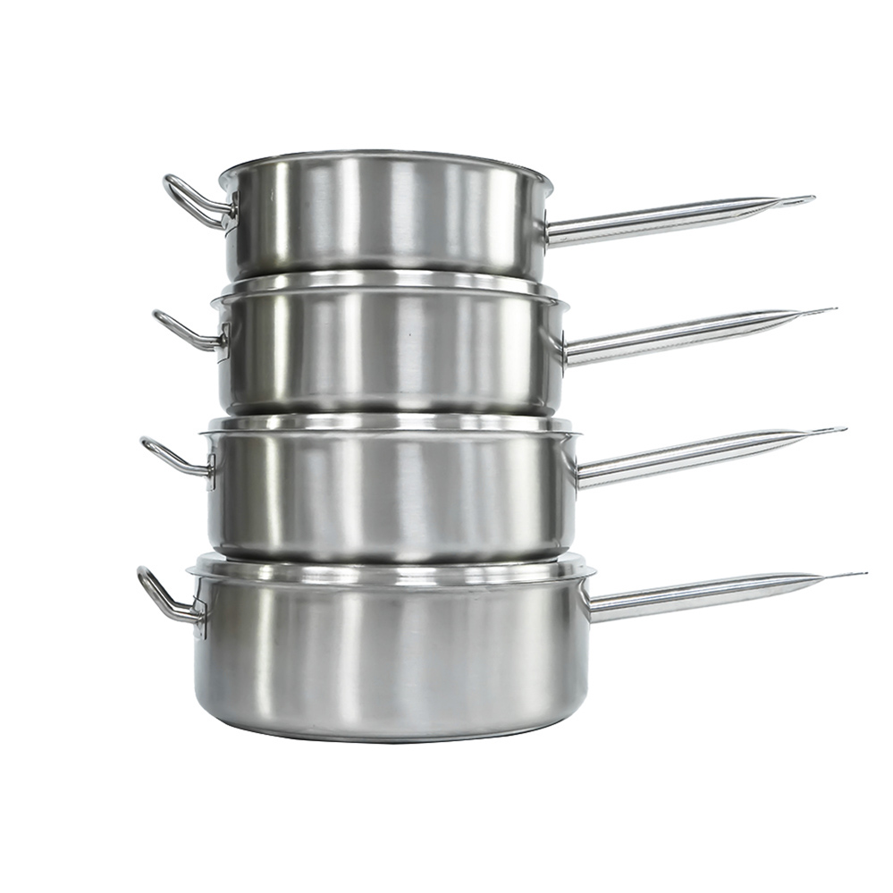 Single handle stainless steel saucepan