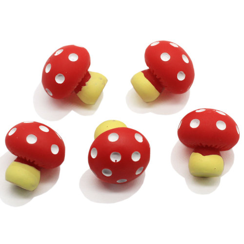 3D Red Mushroom Resin Beads Simulation Vegetable for Fairy Garden Toys DIY Home Craft Charms Portachiavi Accessorio