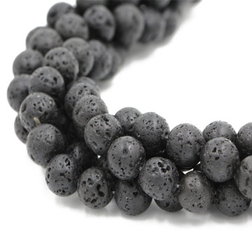 Atacado Natural Black Lava Rock Stone Beads Para Fazer Jóias
