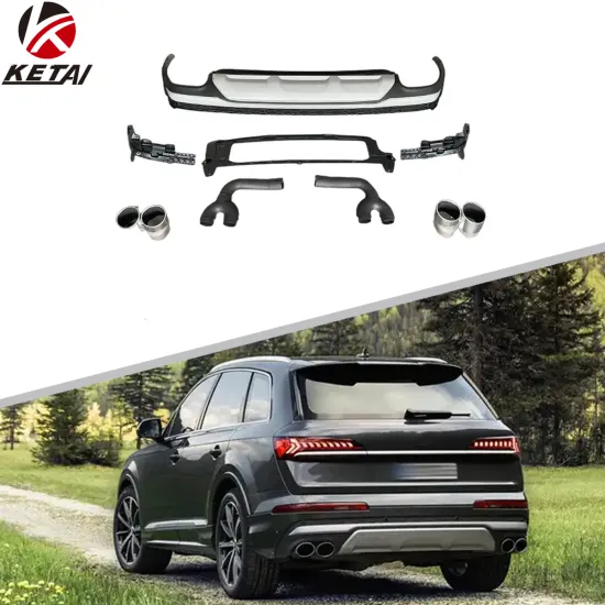 Silver and Black 2020+ SQ7 Rear Diffuser with Tips for Audi Q7 2020+