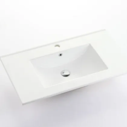 Europe Vasque Modern Rectangle Thin White Ceramic Bathroom Sink