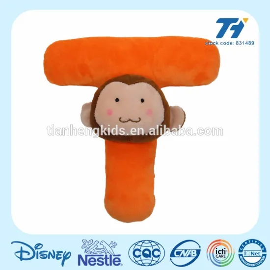 T alphabet letter toys with monkey shape soft toys to kids