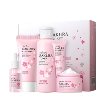 Cherry Blossom Skincare 5-Piece Set: Serum, Eye Cream, Face Cream & More