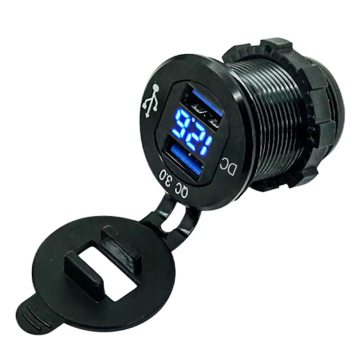 Genuine Marine Waterproof USB Socket with Digital Voltmeter, Dual QC 3.0 USB Charger for Marine, Caravan, and Boats