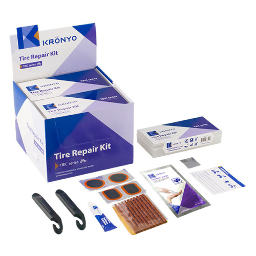 Kit di riparazione patch pneumatici con spine e salviette