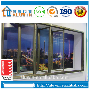 CE certificate laminated/toughed/coated glass thermal break profile aluminum folding window
