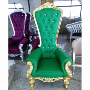 Elegant King Queen High Back Wooden Throne Chair