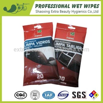 Car wet wipes for glass and dashboard cleaing