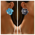 Handmade 3D Flower Stud Earrings with Colorful Rhinestones