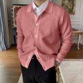 Mens rajutan cardigan fashion henley sweater