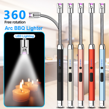 USB-C Charging Metal Elbow Electric Arc Lighter with LED Lighting and Rechargeable Plasma Function