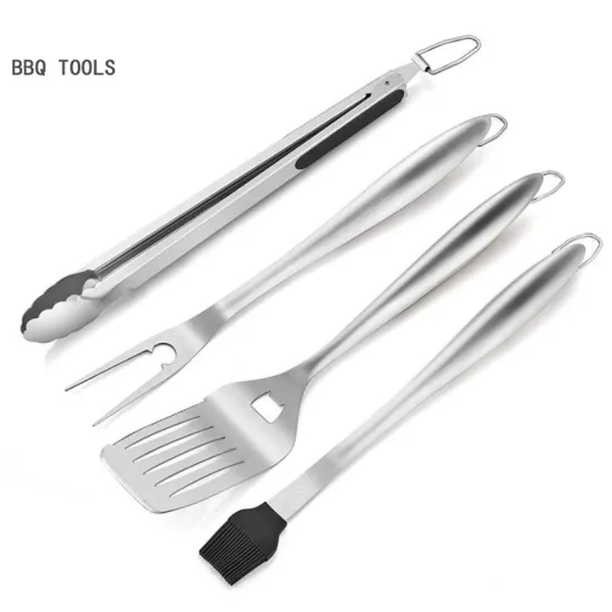 4-Piece Set Stainless Steel Grill BBQ Barbecue Tools Household Outdoor Grill Set