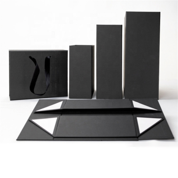 Black Rigid Folding Magnetic Closure Clothing Packaging Box
