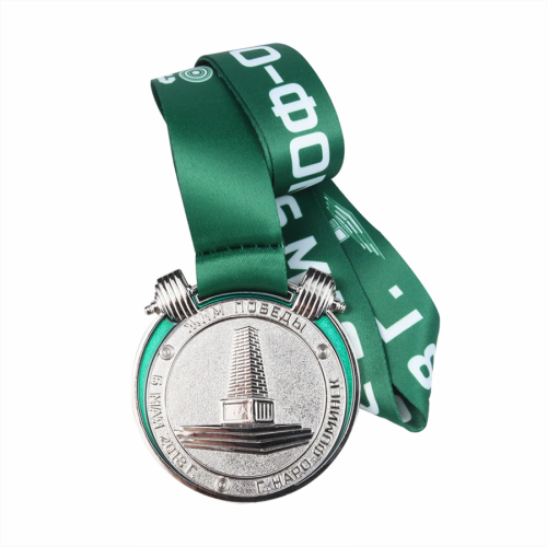 Green glitter enamel silver weightlifting medal