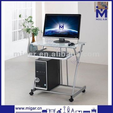 White glass computer desk design MGD-1022S