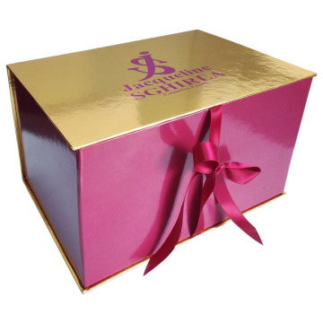 Ribbon closure apparel packaging box