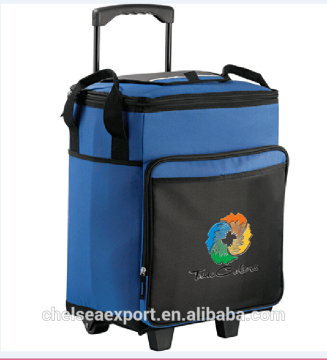 Blue cheap waterproof oxford 2 stops trolley cooler bag