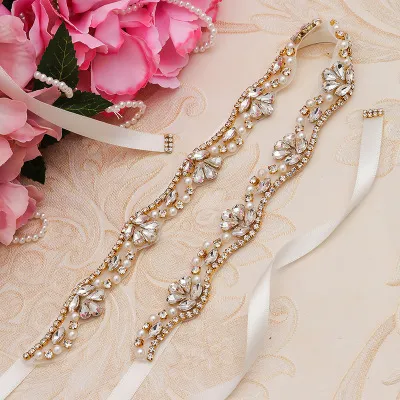 Wholesale Shiny Wedding Dress Belts with Crystal Rhinestone Trim