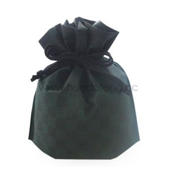Green Checkered Pattern Japan Style Drawstring Lunch Bag