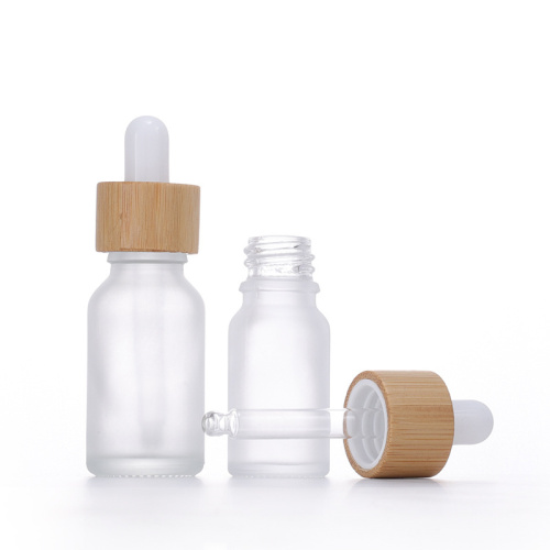 Frosted Glass Dropper Bottles Eye Dropper Bamboo Lids