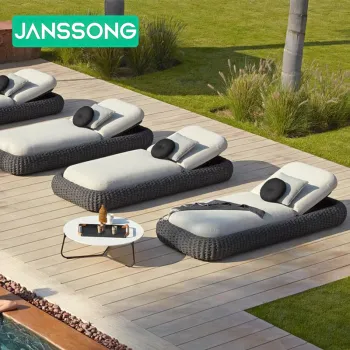 Aluminum Frame Contemporary Fabric Recliner Bed for Outdoor Use