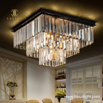 Square shape light luxury chandelier K9 crystal decorative chandelier Villa living room dining room bedroom custom chandelier