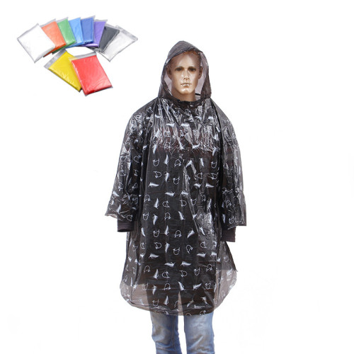 allover  print logo disposable PE raincoat