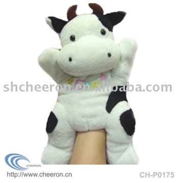 Plush cow hand puppet,stuffed cow hand puppet,hand puppet toy