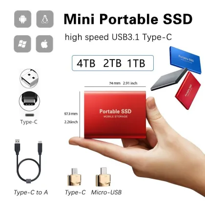 External Portable SSD: 1TB to 16TB Solid State Hard Disk