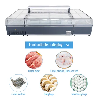 Four side horizontal glass freezer display Island Freezer