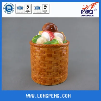 7.5" Factory direct mushroom ceramic jar, wholesale storage jar, ceramic cookie jar