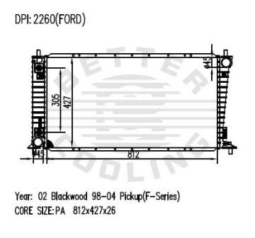 Auto Radiator untuk pikap Blackwood 98-04 Ford 02 (F-siri)