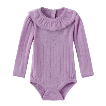 Comfortable Winter Pink Baby Merino Wool Long Sleeve Bodysuit
