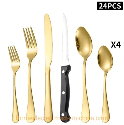 Cutlery Set 6 Pieces Restaurant Hotel Steak Knife Fork Spoon Tableware Set Dinnerware Silverware