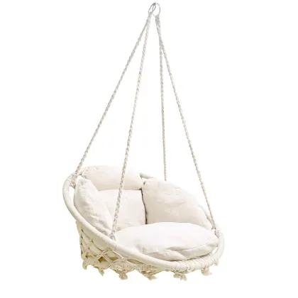 Modern Cozy Full Cushion Patio Macrame Swings - New Arrival for Balcony