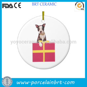 Ceramic dog ornament christmas gift box ornament