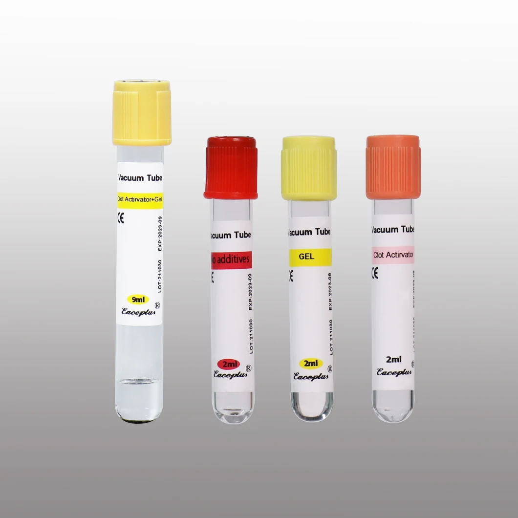 Recipiente de extracción de sangre al vacío disponible para exportadores sin tubo superior rojo aditivo