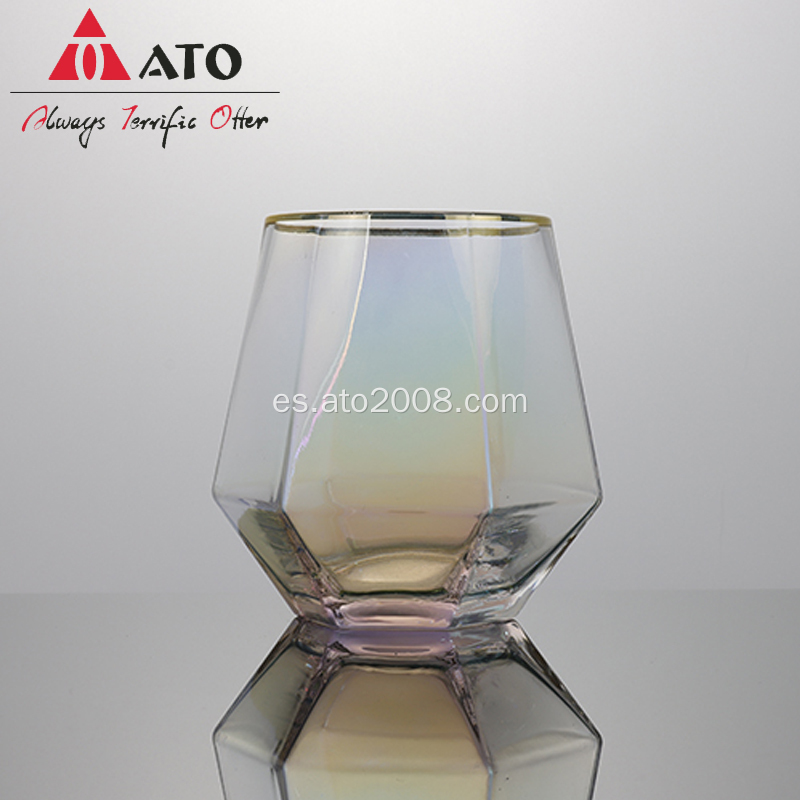 Copa de jugo de té de vidrio de vidrio hexagonal para el hexágono