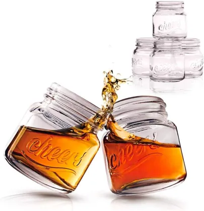 custom logo clear glass mason jar shot glasses