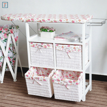 Folding Ironing Board Storage Cabinet with 4 Drawers