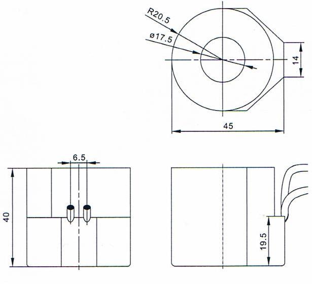 Main dimension of Red Hat Lead Wire Connection Type Solenoid Valve Coils